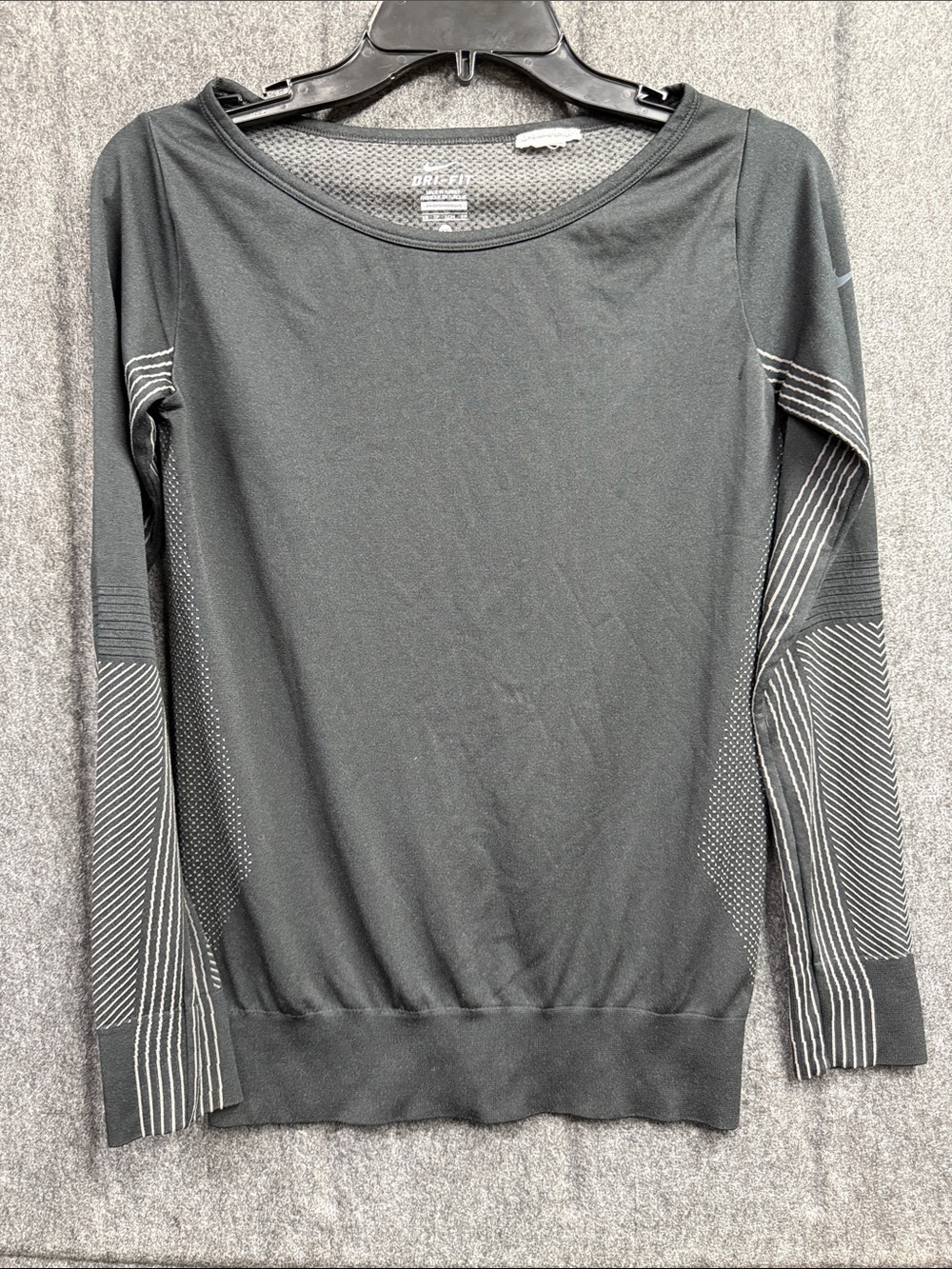 Nike Black Long-Sleeve Performance Tee with Stripe Detail - Picture 1 of 5